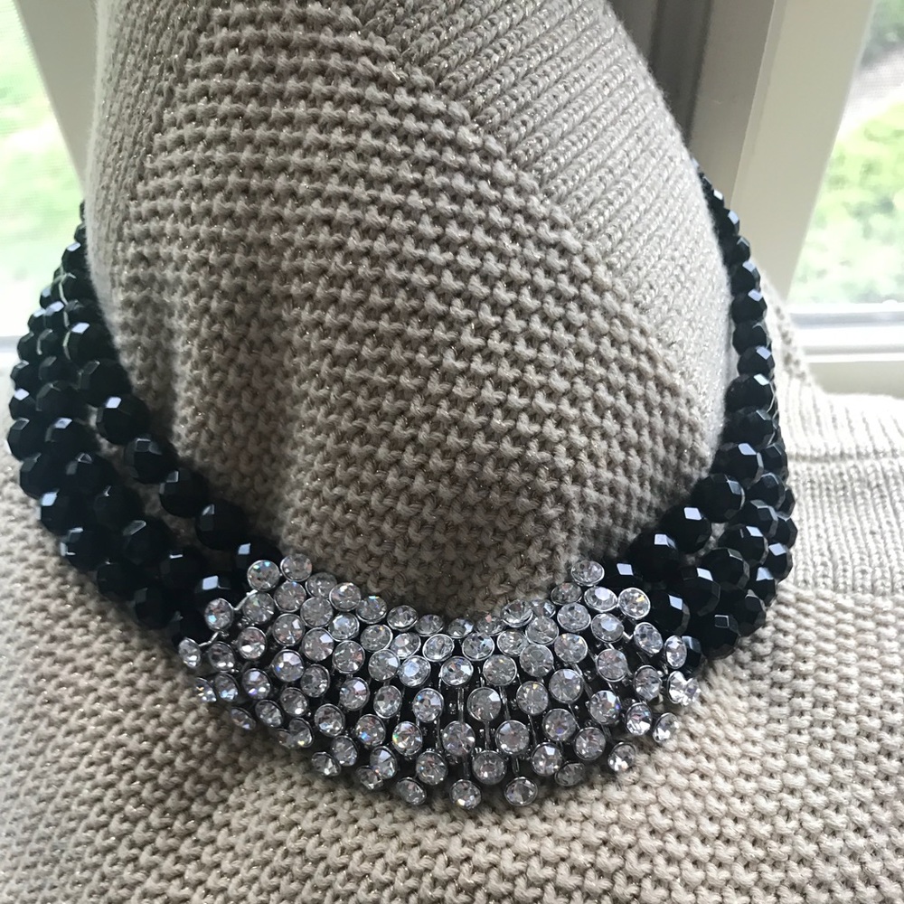 Beautiful black bead and CZ necklace